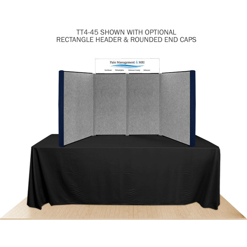 Promoter table top display in gray on white background.