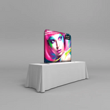 7ft wave light table top display on a gray background. left side angle.