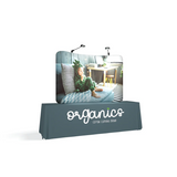 8ft waveline table top display curved on a white backdrop.