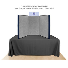Promoter table top display with images on white background. 